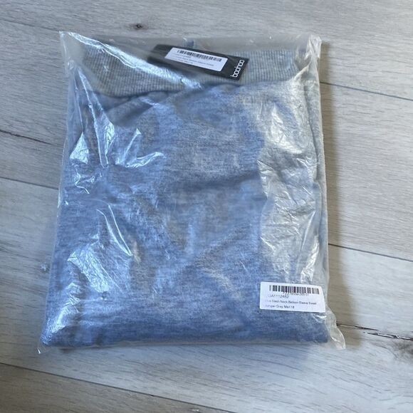 Boohoo Plus Slash Neck Balloon Sleeve Sweatshirt/jumper Size‎ 14 in Grey Nwt - Picture 5 of 7